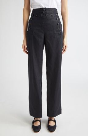 Bode Linen Sailor Trousers in Black at Nordstrom, Size 31