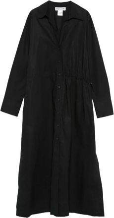 DKNY Verstelbare Midi Blousejurk - Dames - Maxi kleedjes - Zwart - M - Katoen - Kleedjes