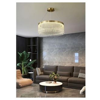 Trade Shop Lampadario Led Sospensione Rotondo Con Cristalli In Acrilico Contemporaneo Lp-28 - - Trade Shop Traesio