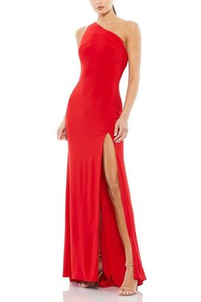Mac Duggal Jersey One Shoulder Draped Back Gown in Red at Nordstrom, Size 10