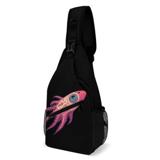 Generic Rocket Octopus Unisex Shoulder Bags Casual Crossbody Chest Bag Sling Backpack for Hiking Cycling Travel