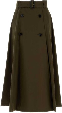 Burberry Olive Green Cotton Skirt