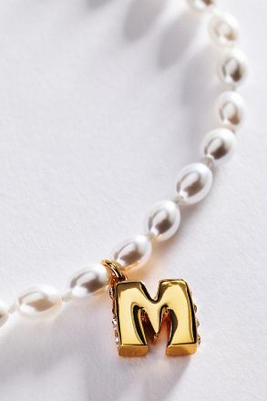 Anthropologie Pearl Initial Necklace