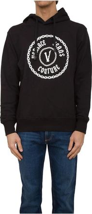 Versace Jeans Couture Stijlvolle Sweatshirt voor een Trendy Look - Heren - Hoodies - Zwart - 2XL - Katoen - Hoodies & sweatvesten