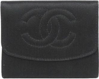 Chanel Black Satin Coin Purse/Coin Case (Pre-Owned)
