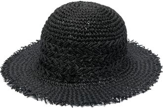 Ruslan Baginskiy embroidered-logo straw hat - women - Paper Yarn - OS - Black