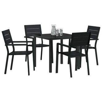 Berkfield Home Modern 5 Piece Garden Dining Set Black HDPE