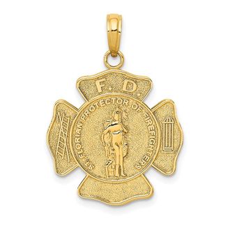 Diamond2Deal 10k Yellow Gold St. Florian Protect Us Fire Dept. Pendant