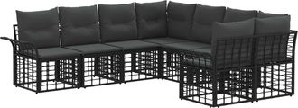 vidaXL Conjunto De Sof&aacute;s De Exterior 8 Uds. Negro Y Gris Oscuro Vidaxl