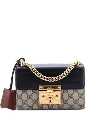 Gucci Padlock Shoulder Bag GG Coated Canvas and Leather Small crossbody bag - Zwart