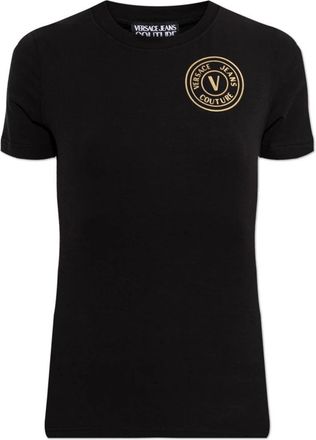 Versace Jeans Couture T-shirt met bedrukt logo - Dames - T-shirts - Zwart - S - Katoen - Tops