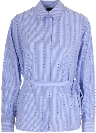 Pinko Blue Stripes Embellished Shirt
