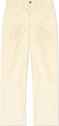 Maison Margiela High-waisted broek - Heren - Wijde Broeken - Beige - W28 - Katoen - Broeken