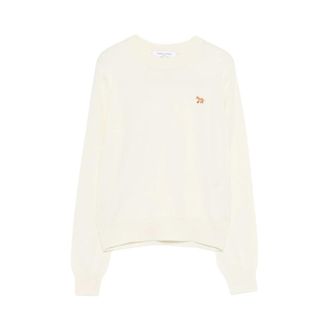 Maison Kitsun&eacute; Baby Fox Merino Regular Jumper - Dames - Ronde hals truien - Wit - XS - Wol - Truien & Vesten