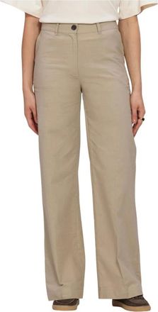 Co'Couture Broeken, Dames, Beige, S, Linnen, Leilacc Wide LL Pant