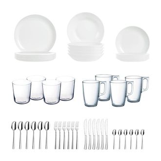 Luminarc Vajilla vidrio opal blanca 44 piezas