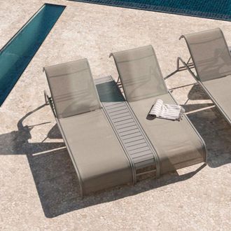 Sklum Set De 2 Tumbonas Reclinables Y Mesa Auxiliar En Acero Marietta Sklum