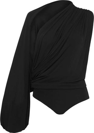 Esse Womens Gossamer Drape Bodysuit In Black