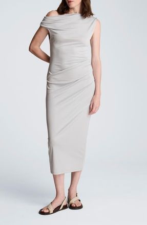 Kenneth Cole Ruched One-Shuolder Maxi Dress in Stone Grey at Nordstrom, Size X-Large