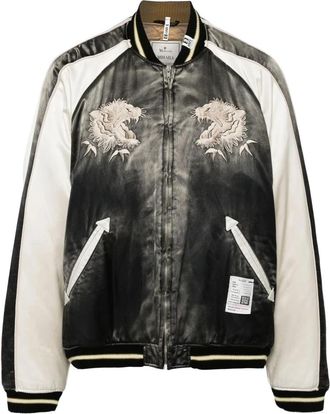 Miharayasuhiro Zwarte ritsjas met streepdetail - Heren - Bomber jackets - Veelkleurig - M - Jassen