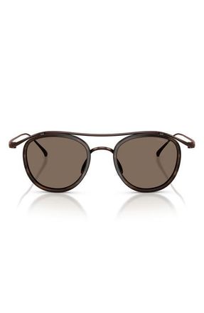 Armani 46mm Round Sunglasses in Brown Demi Gloss /Brown at Nordstrom