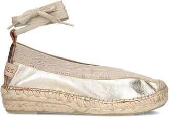 Shabbies Amsterdam Gouden Palma Espadrilles met 4cm hak - Dames - Espadrilles - Geel - 39 EU - Jute - Schoenen
