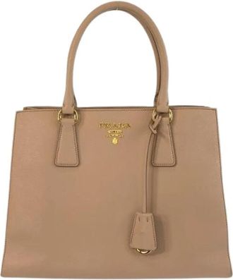Prada Pre-owned Saffiano Leren Tote Bag - Dames - Vintage Handtas - Beige - ONE Size - Leer - Vintage