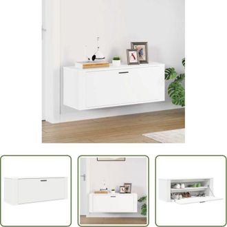 vidaXL vidaXL Scarpiera moderna - Scarpiera a Muro Bianca 100x35x38 cm in Legno Multistrato