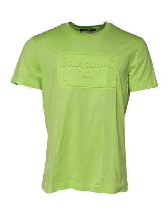 Dolce & Gabbana Mens Logo Graphic Tshirt - Lime Green Cotton - Size EU 54 (Mens)