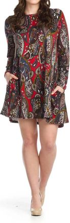 Papillon Paisley Knit A-Line Sweater Dress In Multi