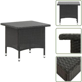 vidaXL The Living Store Tavolino da T&egrave; Nero 50x50x47 cm in Polyrattan - Tavolino da giardino