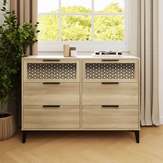 GFW Ezra 3+3 Drawer Chest of Drawers Oak in Light Oak