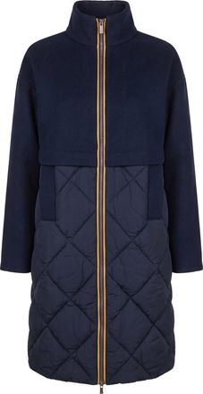 K-Way Three-Quarter Length Wool-Nylon Dual-Fabric Coat