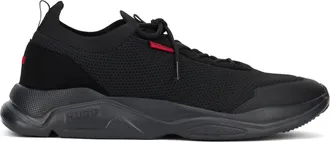 HUGO BOSS Mens Low-Top Sneakers Leon Black Polyester Trainers