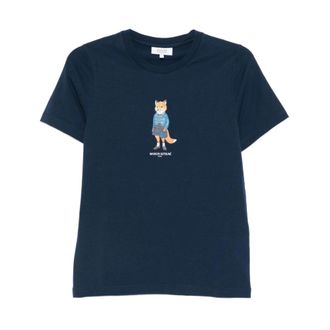 Maison Kitsuné T-Shirts, female, Blue, XS, Blue Silk & Nylon T-shirts and Polos