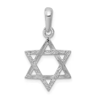 Diamond2Deal 14k White Gold Star Of David Pendant