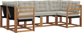 vidaXL Conjunto De Sof&aacute;s De Exterior 6 Uds. Natural Y Gris Claro Vidaxl