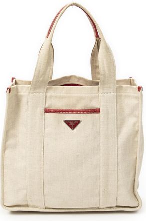 Prada Pre-owned Womens Vertical Shopping Tote Shoulder Bag - Beige - One Size