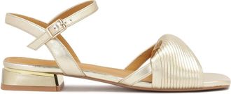Kazar Gouden platte sandalen met lage hak - Dames - Sandalen - Geel - 36 EU - Leer - Schoenen