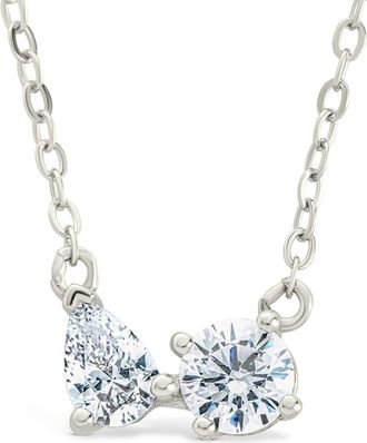 Sterling Forever Carolyn Cubic Zirconia Necklace in Silver at Nordstrom