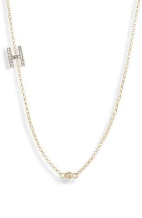 Meshmerise Bezel Diamond Initial Chain Necklace - 0.2ct. in Yellow-H at Nordstrom Rack