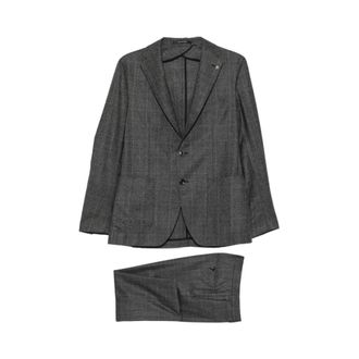 Tagliatore Single Breasted Suits, male, Gray, Size: M Single-Breasted Check Suit