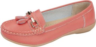 Jo & Joe Womens Nautical Leather Loafer (Coral 8 UK)