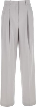 Theory Metallic Pants With High Waist And Front Pences In Tech Fabric Woman