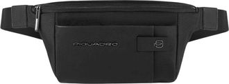 Piquadro Bum bag in fabric and leather - Heren - Heuptassen - Zwart - ONE Size - Tassen