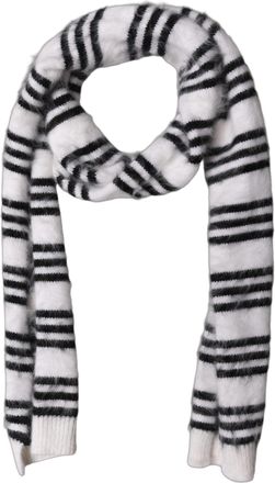 Dolce & Gabbana White Black Striped Skinny Neck Warmer Womens Scarf