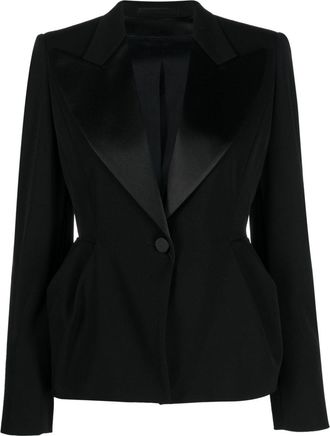 Max Mara Proteo peplum blazer - women - Virgin Wool/Polyester/Elastane/Acetate/Polyester - 42 - Black
