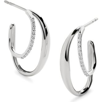Monica Vinader Medium Nura Wrap Hoop Earrings in Sterling Silver at Nordstrom