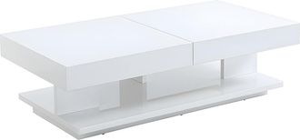 Vente-Unique Mesa de centro ARAMIS con compartimentos - MDF lacado blanca