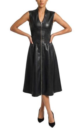 Area Stars Faux Leather Zip Dress in Black at Nordstrom, Size Large